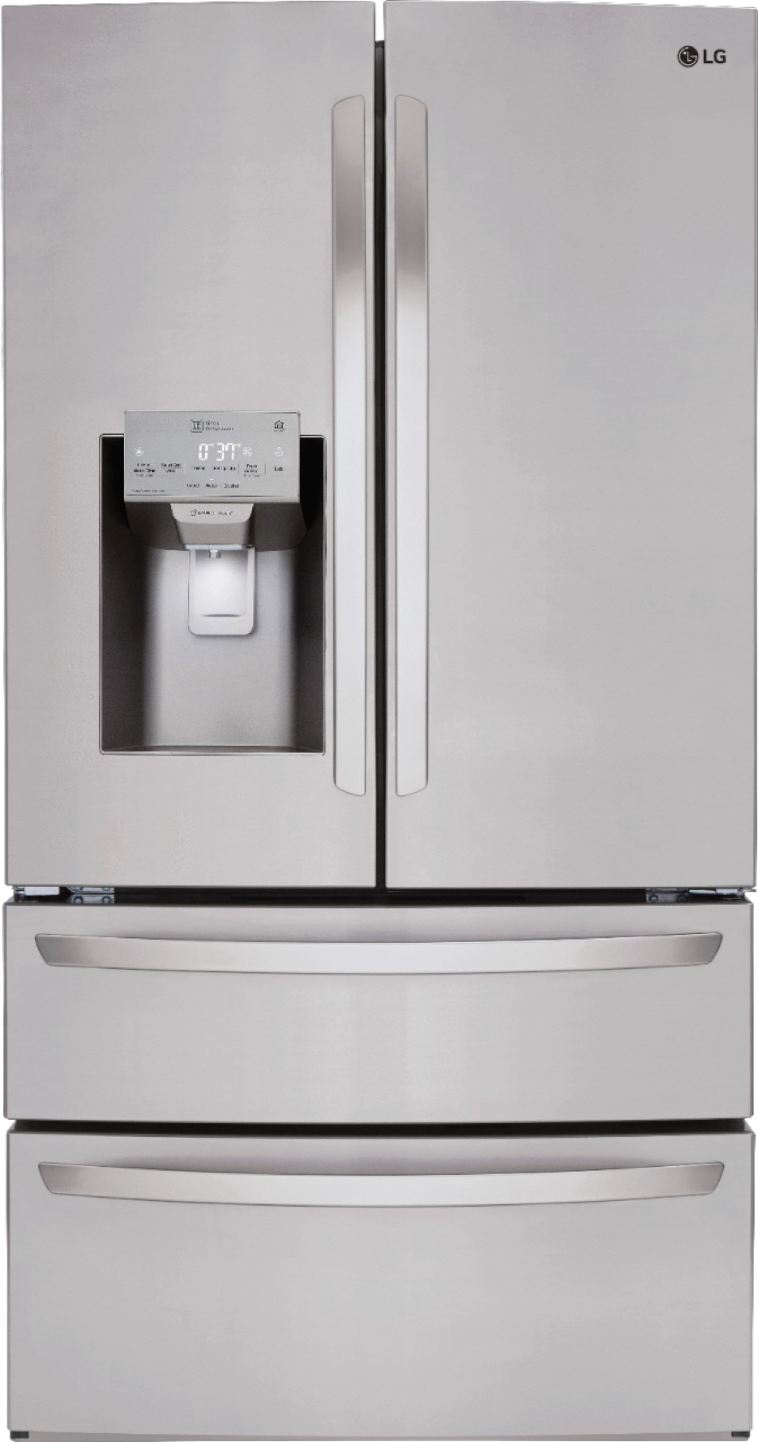 LG - 27.8 Cu. Ft. 4-Door French Door Smart Refrigerator with Double Freezer Drawers - Stainless Steel - Front_Zoom