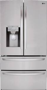 LG - 27.8 Cu. Ft. 4-Door French Door Smart Refrigerator with Double Freezer Drawers - Stainless Steel