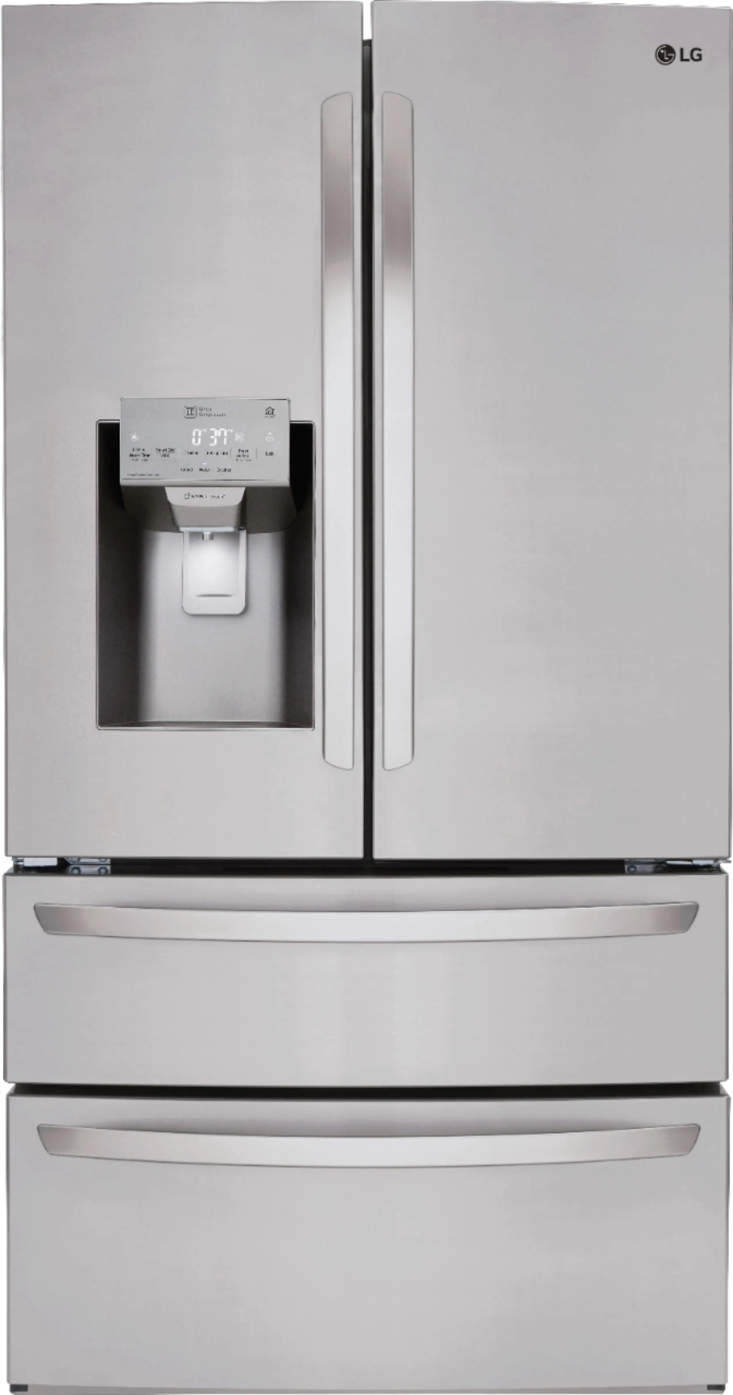 LG - 27.8 Cu. Ft. 4-Door French Door Smart Refrigerator with Double Freezer Drawers - Stainless Steel