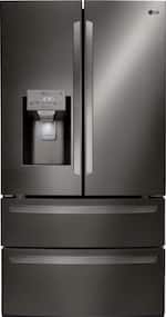 LG - 27.8 4-Door French Door Smart Wi-Fi Enabled Refrigerator - PrintProof Black Stainless Steel - Front_Standard