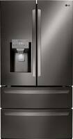 LG - 27.8 4-Door French Door Smart Wi-Fi Enabled Refrigerator - Black stainless steel - Front_Zoom