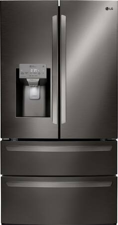 LG - 27.8 Cu. Ft. 4-Door French Door Smart Refrigerator with Smart Cooling System - Black Stainless Steel