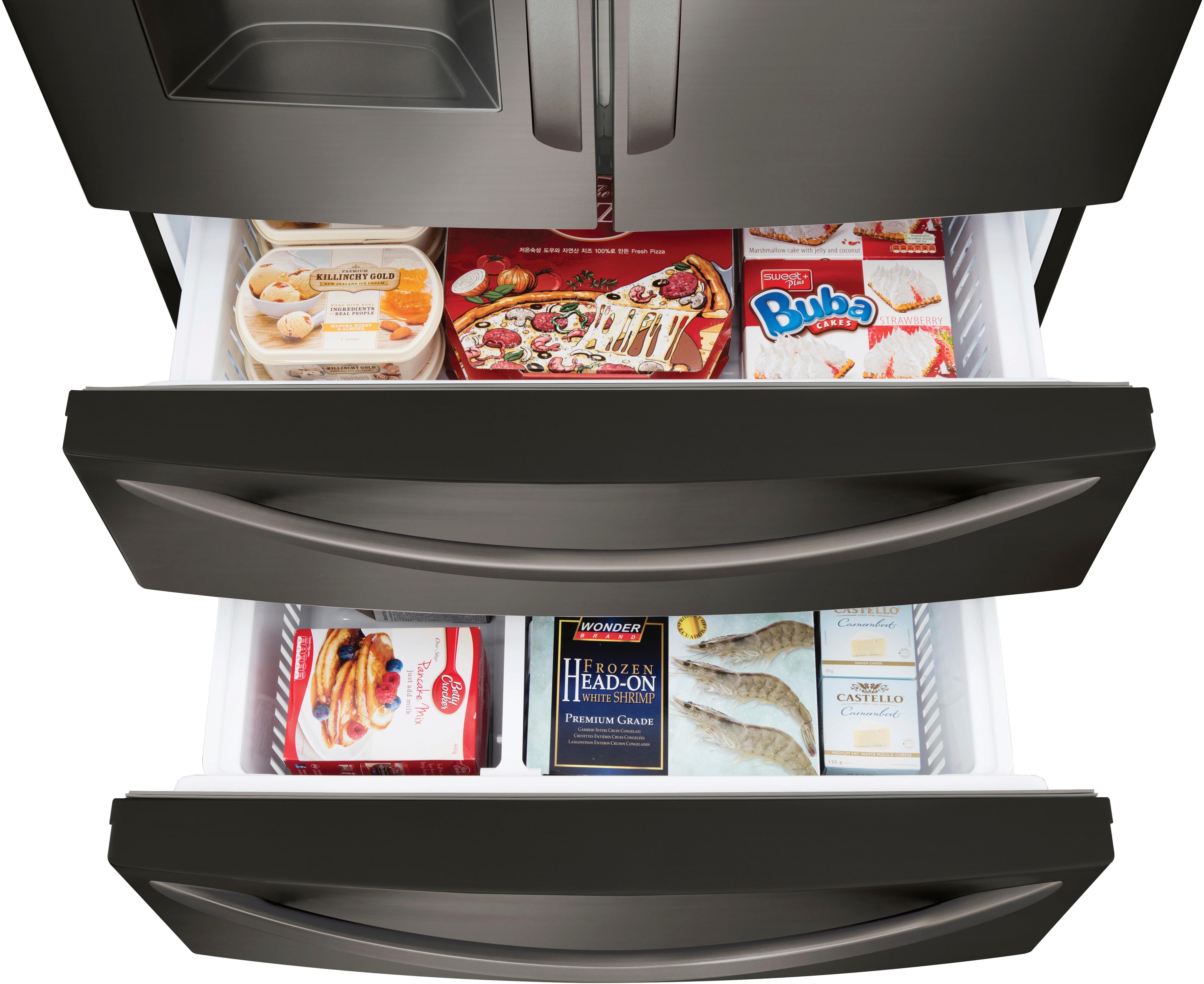 Alt View 3. LG - 27.8 Cu. Ft. 4-Door French Door Smart Refrigerator with Smart Cooling System - Black stainless steel.