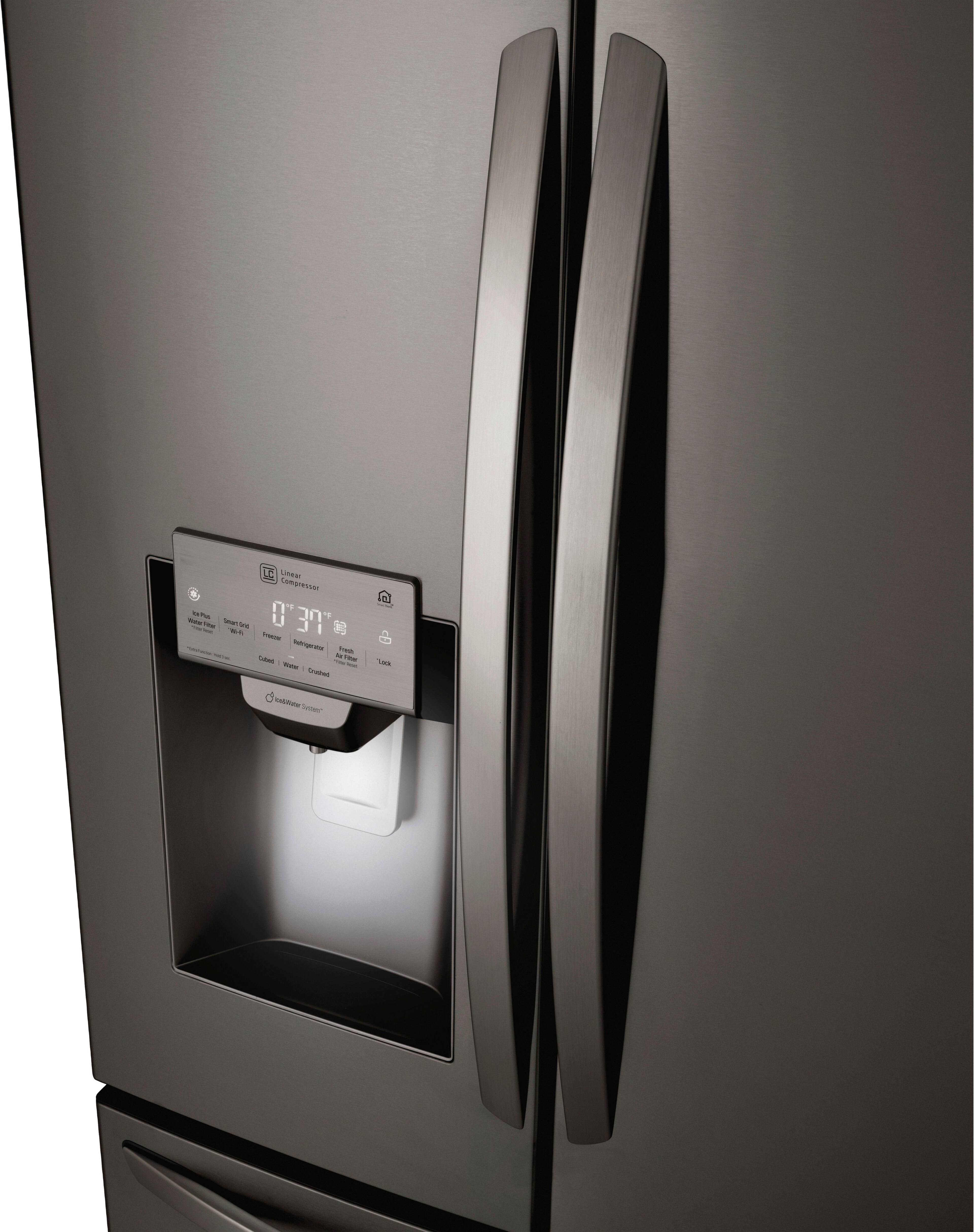 Alt View 5. LG - 27.8 Cu. Ft. 4-Door French Door Smart Refrigerator with Smart Cooling System - Black stainless steel.