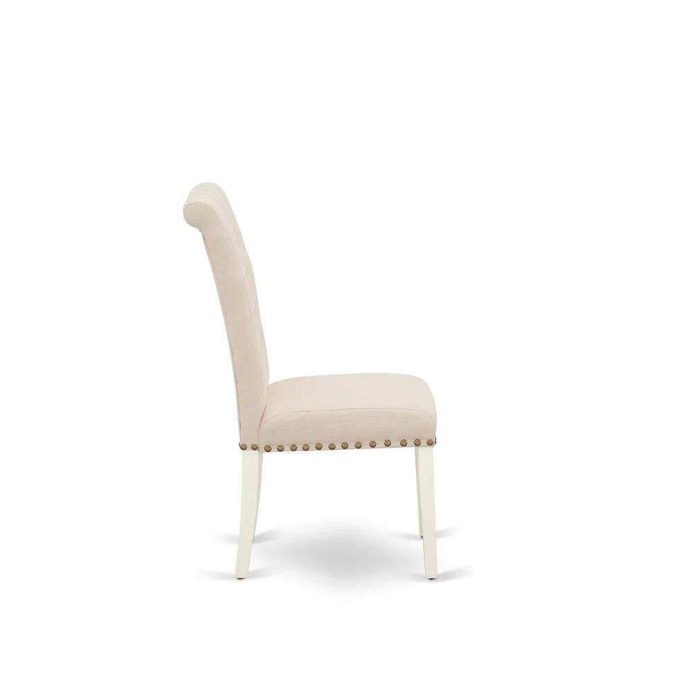 Alt View 3. East West Furniture - Dining Room Set Linen White - Brown.