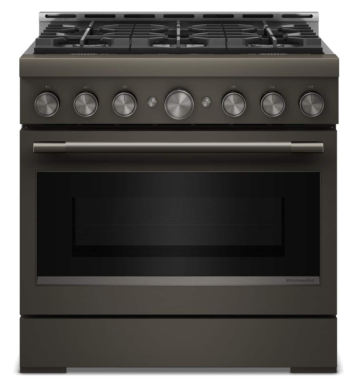 KitchenAid - 5.1 Cu. Ft Commercial Gas Range with No Preheat Air Fry Mode and 6 Burner - Black Ore - Front_Zoom