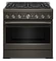 KitchenAid - 5.1 Cu. Ft Commercial Gas Range with No Preheat Air Fry Mode and 6 Burner - Black Ore