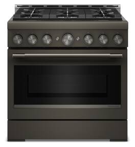 KitchenAid - 5.1 Cu. Ft Commercial Gas Range with No Preheat Air Fry Mode and 6 Burner - Black Ore