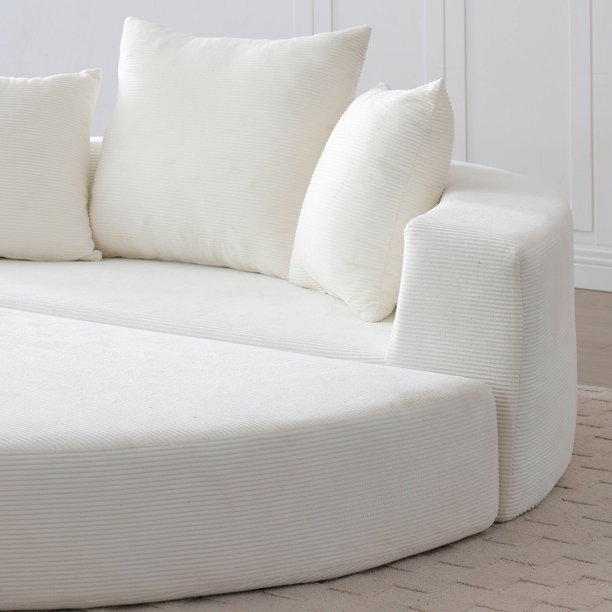 Alt View 4. Meqiodas - Convertible Sofa Couch Bed, Multi-Functional, Circular Bed, Adjustable Futon Sofa, No Assembly - Beige.