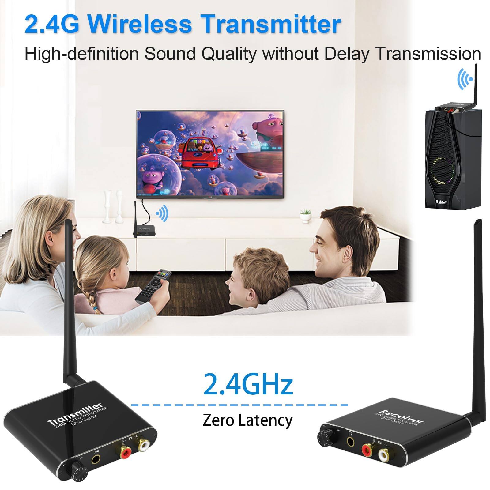 2.4G Wireless Transmitter  
High-definition Sound Quality without Delay Transmission  

2.4GHz  
Zero Latency