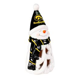 Evergreen Enterprises - Iowa Hawkeyes LED 8" Snowman Lit Garden Statue - Black