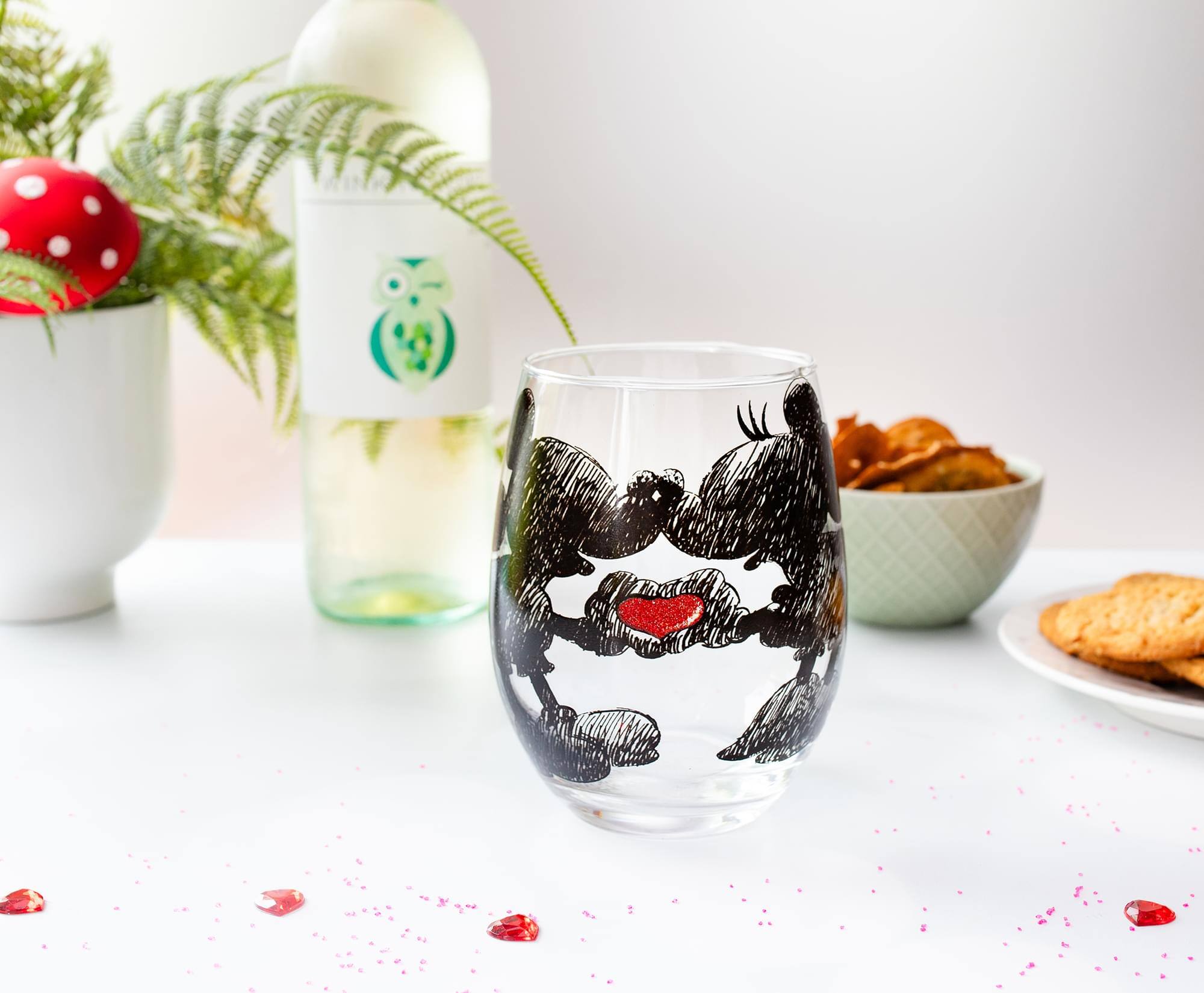 Alt View 10. Disney - Disney Mickey and Minnie Sketchbook Stemless Wine Glass | Holds 20 Ounces - Clear.