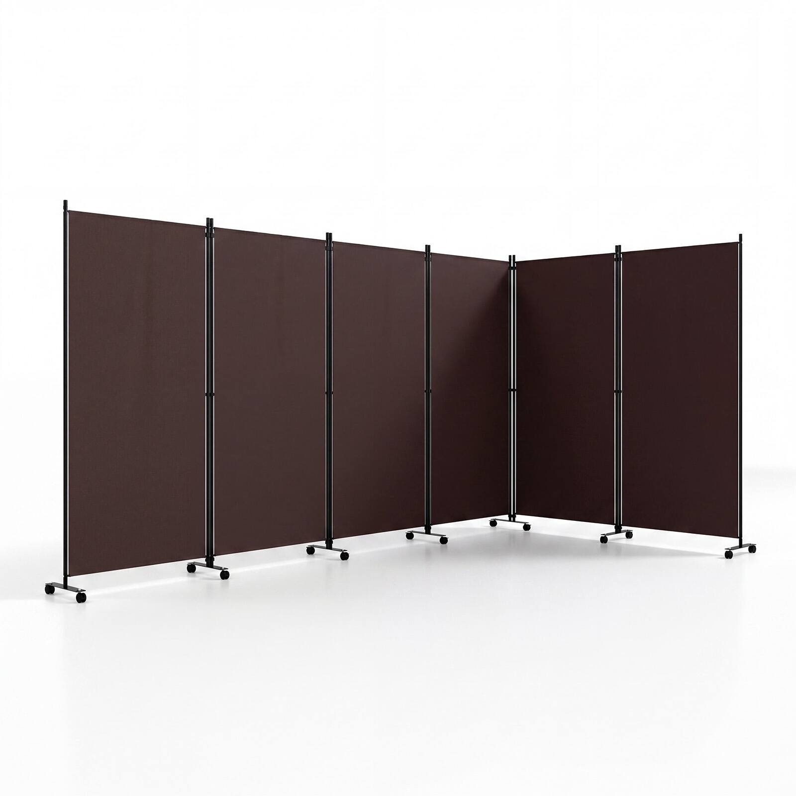 Alt View 9. Costway - Costway Room Divider with Lockable Wheels, 6 Panel Folding Privacy Screen for Office - Brown.