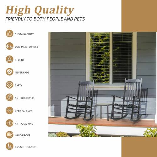 High Quality  
FRIENDLY TO BOTH PEOPLE AND PETS  

- SUSTAINABILITY  
- LOW-MAINTENANCE  
- STURDY  
- NEVER FADE  
- SAFETY  
- ANTI-ROLLOVER  
- KEEP BALANCE  
- ANTI-CRACKING  
- WIND-PROOF  
- SMOOTH ROCKER