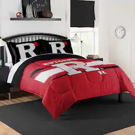 Sweet Home Collection - NCAA Rutgers Scarlet Knights Comforter & Sham Set- Full/Queen - Multicolored