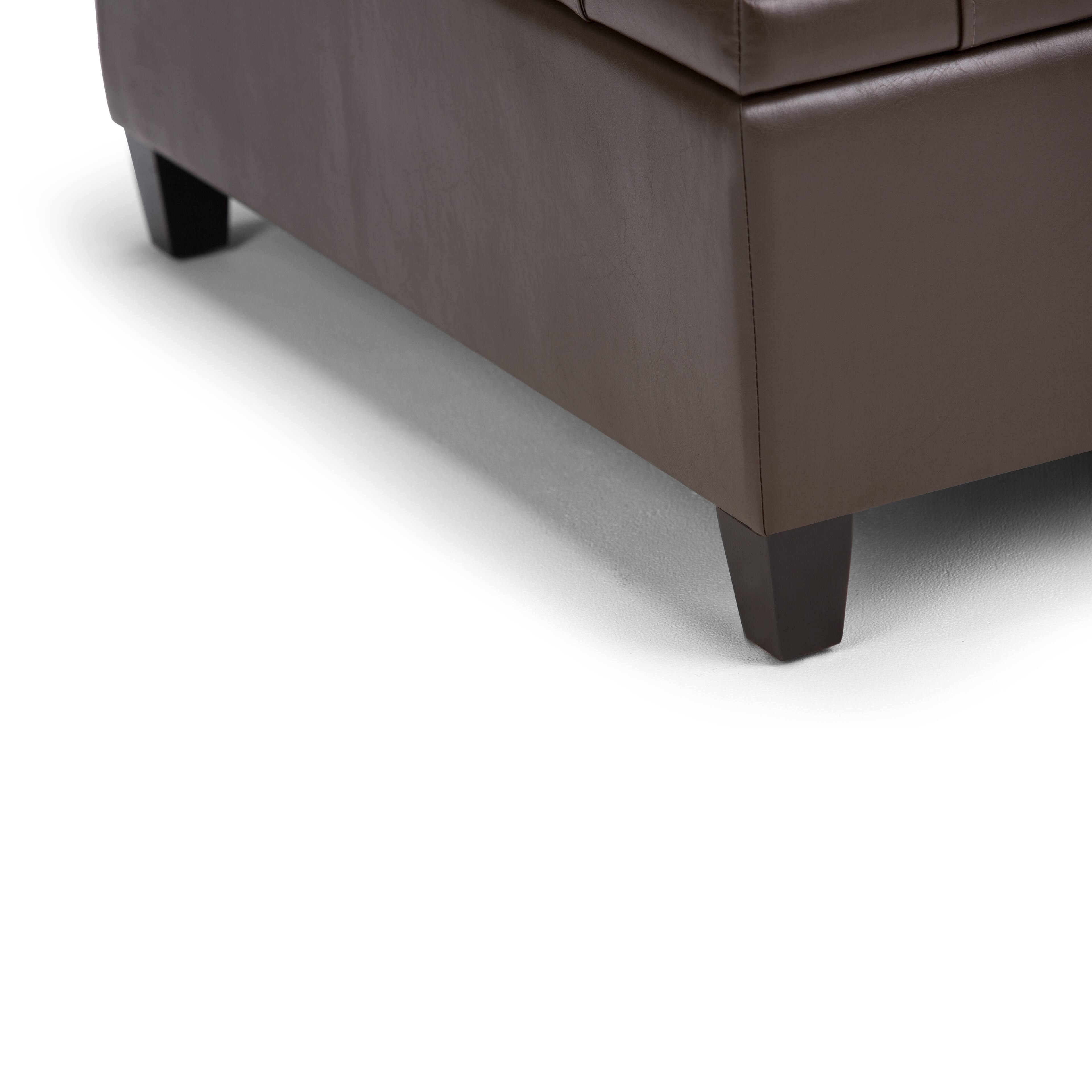 Alt View 16. Simpli Home - Harrison 36 inch Wide Transitional Square Coffee Table Storage Ottoman in Chocolate Brown Faux Leather - Chocolate Brown.