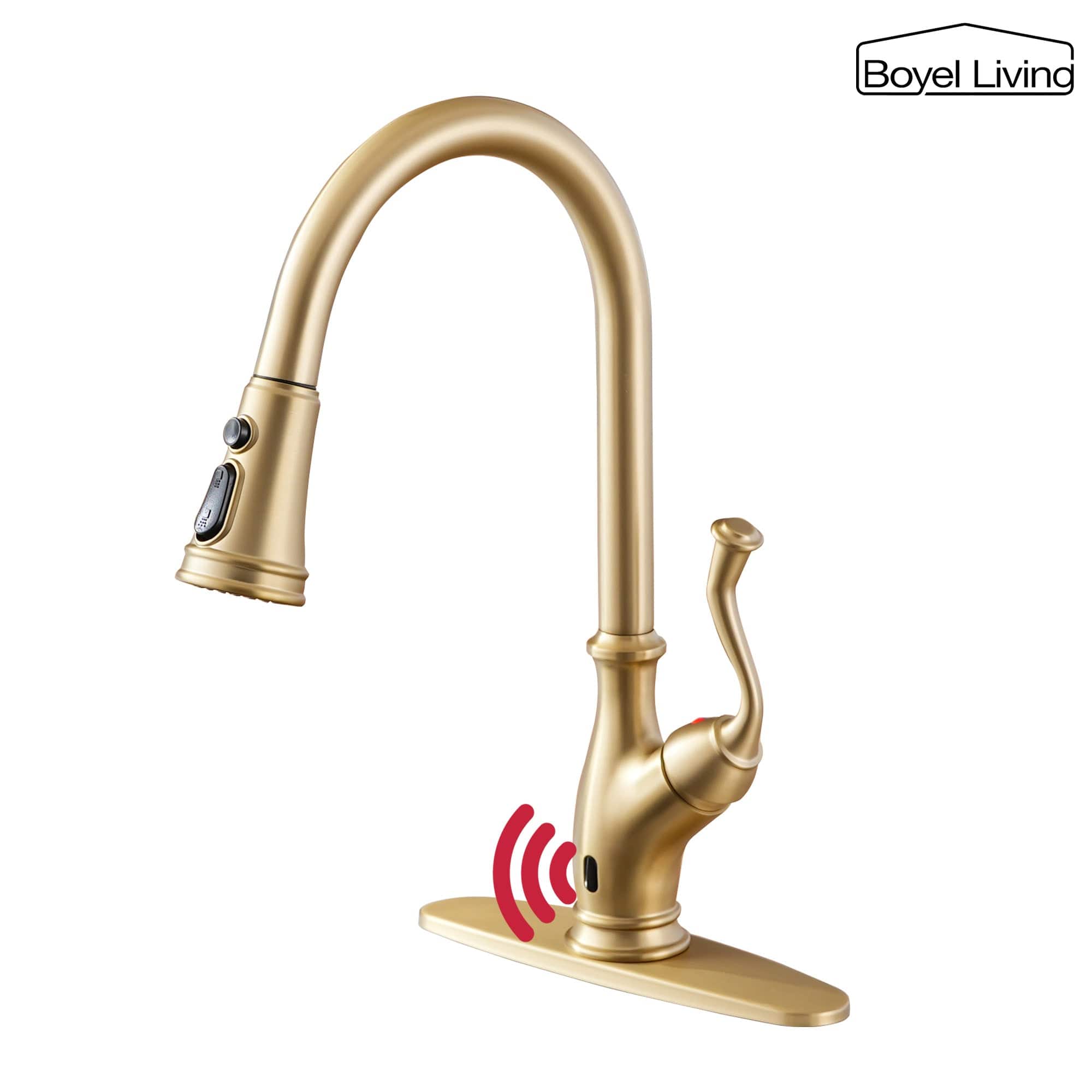 3-Spray Patterns 1.8 GPM Single Handle Touchless Pull Down Sprayer Kitchen Faucet with Deckplate