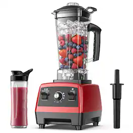 Teendow - 1800W High Speed Blender & Smoothie Maker with 68oz Pitcher, 20oz Personal Cup & Travel Lid - Red