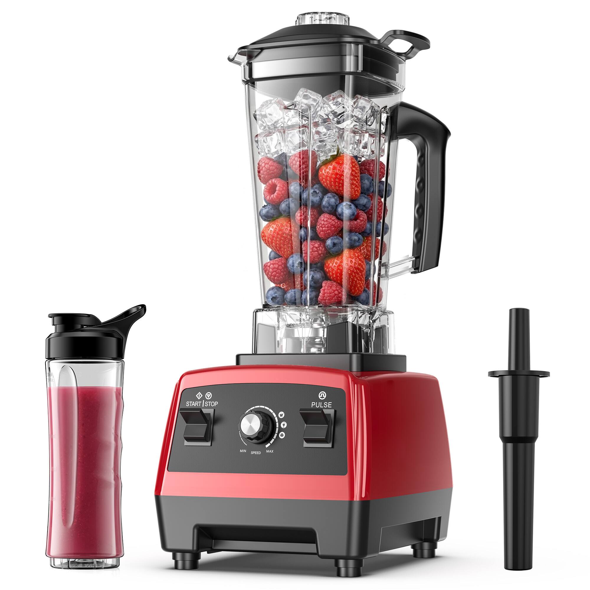 Teendow - 1800W High Speed Blender & Smoothie Maker with 68oz Pitcher, 20oz Personal Cup & Travel Lid - Red