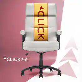 Click365 - Big & Tall Ergonomic Executive Office Chair with Lumbar Support Home Office Leather Computer Desk Chair with Padded Arms - Light Gray