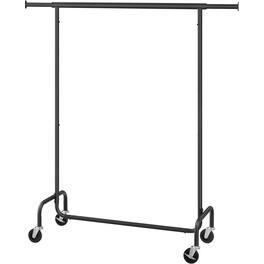Hivvago - Matte Heavy Duty Metal Garment Rack Clothes Hanging Bar on Wheels - Black