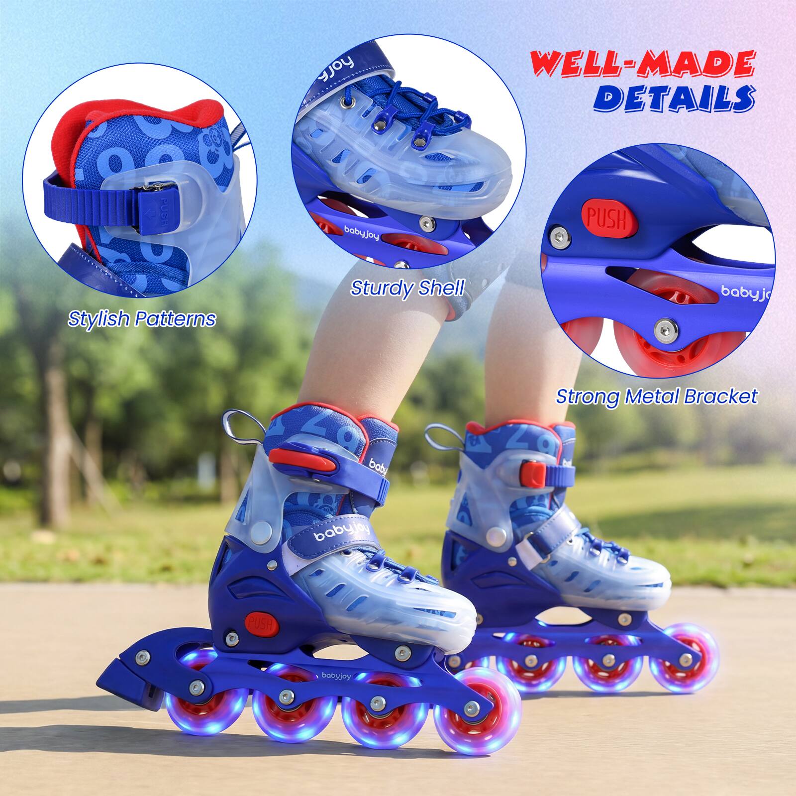 - WELL-MADE DETAILS
- Stylish Patterns
- Sturdy Shell
- Strong Metal Bracket
- PUSH