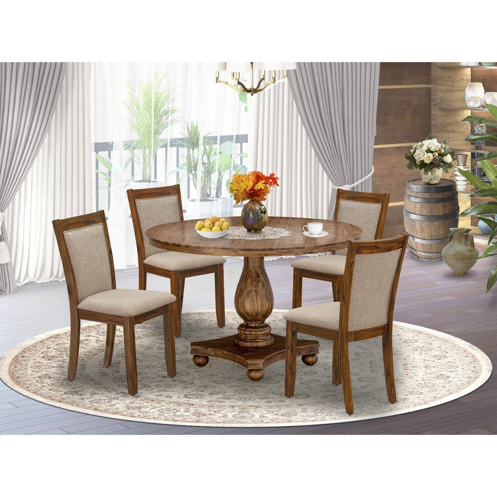 Angle. East West Furniture - East West Furniture 5-Piece Modern Dining Set - Kitchen Table and 4 Light Tan Color Parson Chairs with High Back - - Multi-Color.