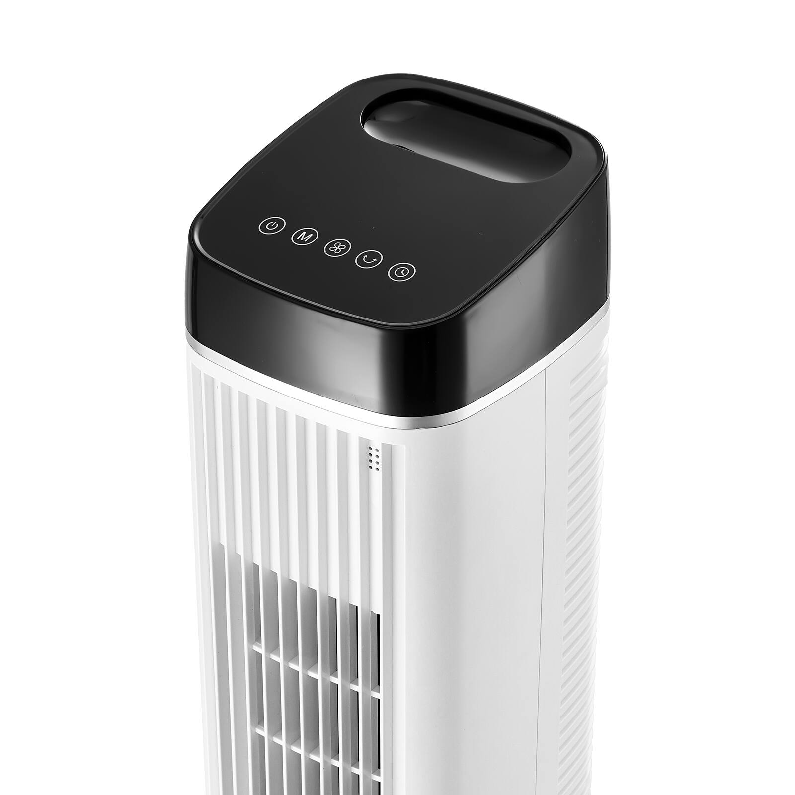 Back. HOMLUX - 40" Oscillating White Tower Fan 9H Timer 22 ft/s High Velocity with Remote Control, Filter, Thermostat - Black White.