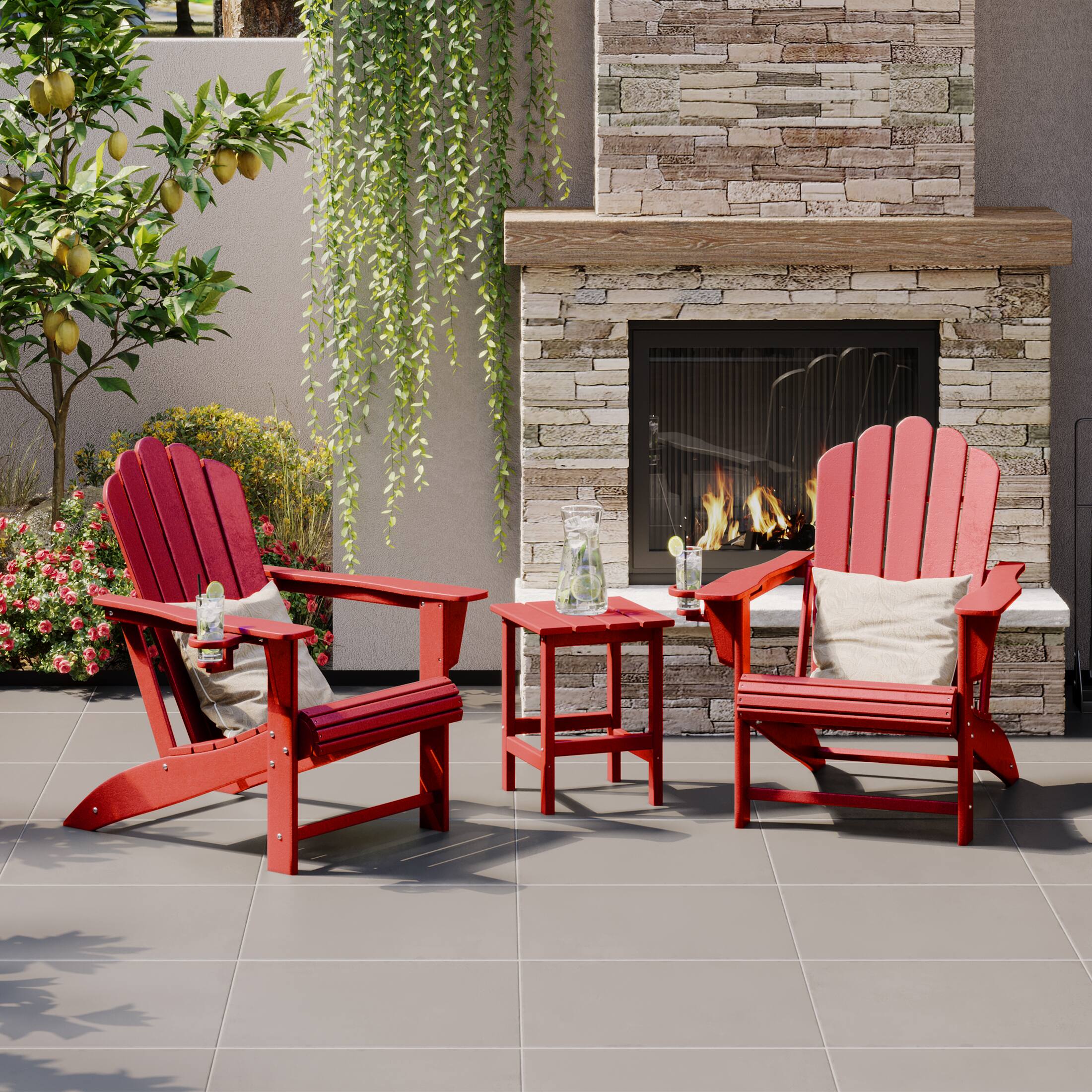 WestinTrends Highland 3 Piece Outdoor Patio HDPE Adirondack Chair With ...