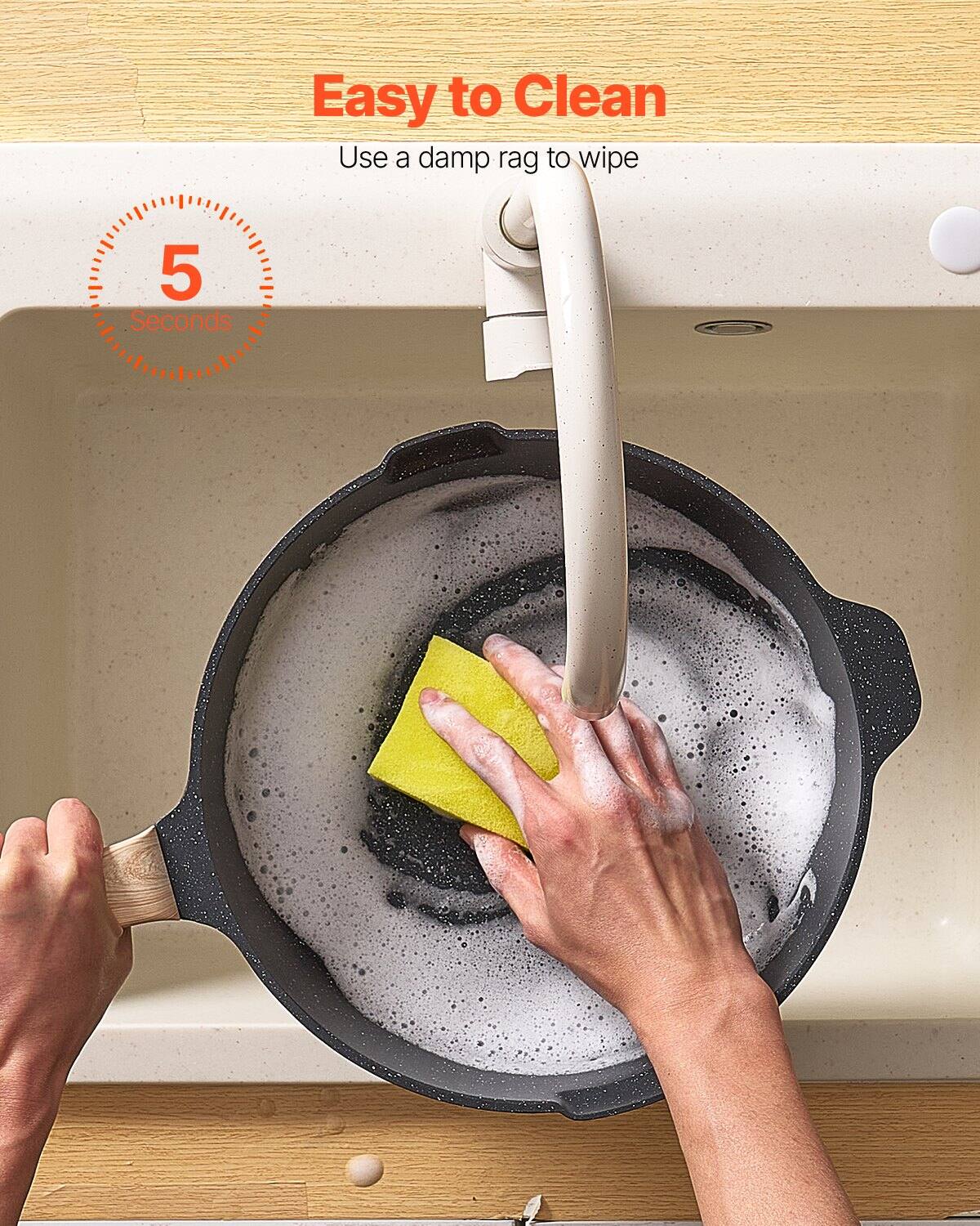 Easy to Clean  
Use a damp rag to wipe  
5 Seconds