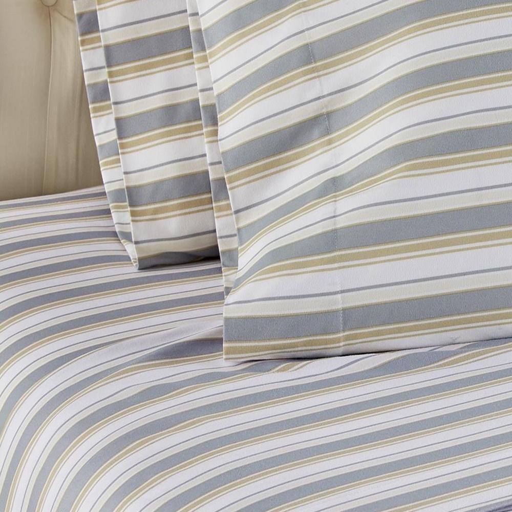 Alt View 1. Shavel Home Products - Shavel Micro Flannel Printed Sheet Set - King Flat/Fitted Sheet 108x110/80x78x18" 2-Pillowcase 21x40" - Metro Stripe - Metro stripe.