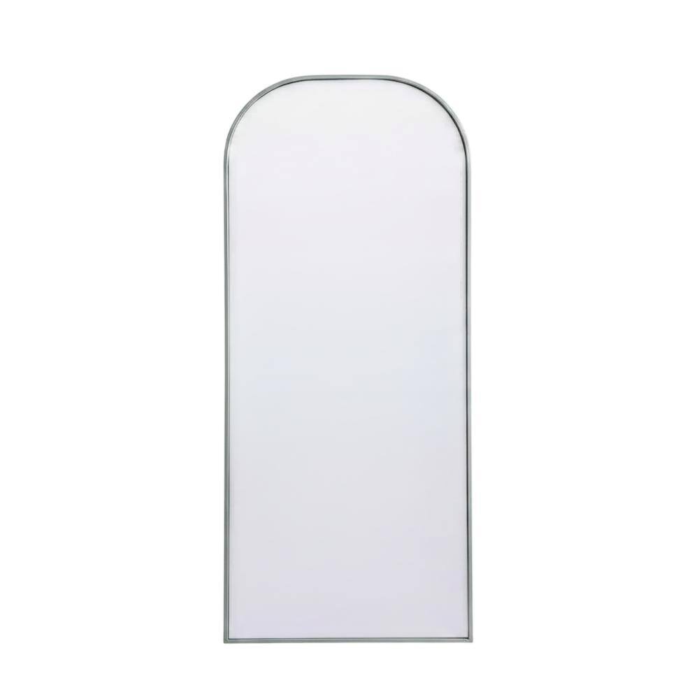 Front. Elegant Decor - Metal Frame Arch Full Length Mirror 28x66 Inch in Silver - Silver.