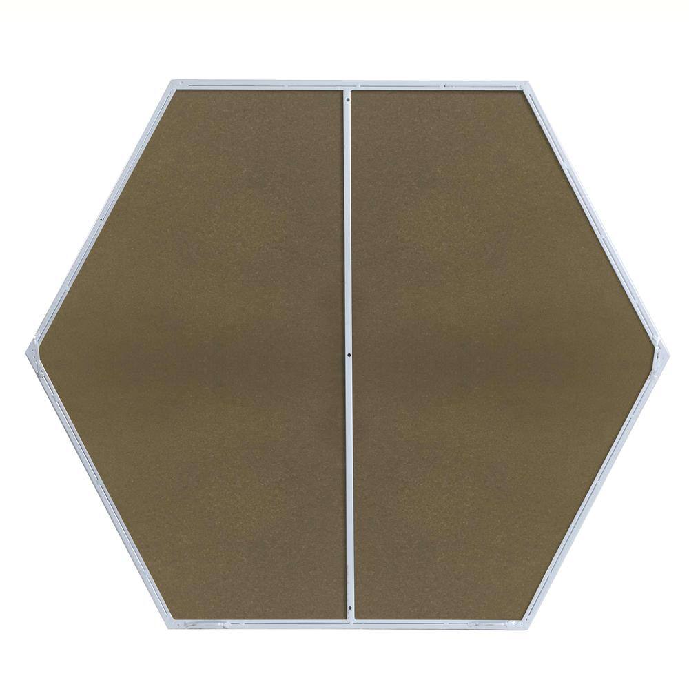 Angle. Elegant Decor - Metal frame hexagon mirror 41 inch in silver - Silver.