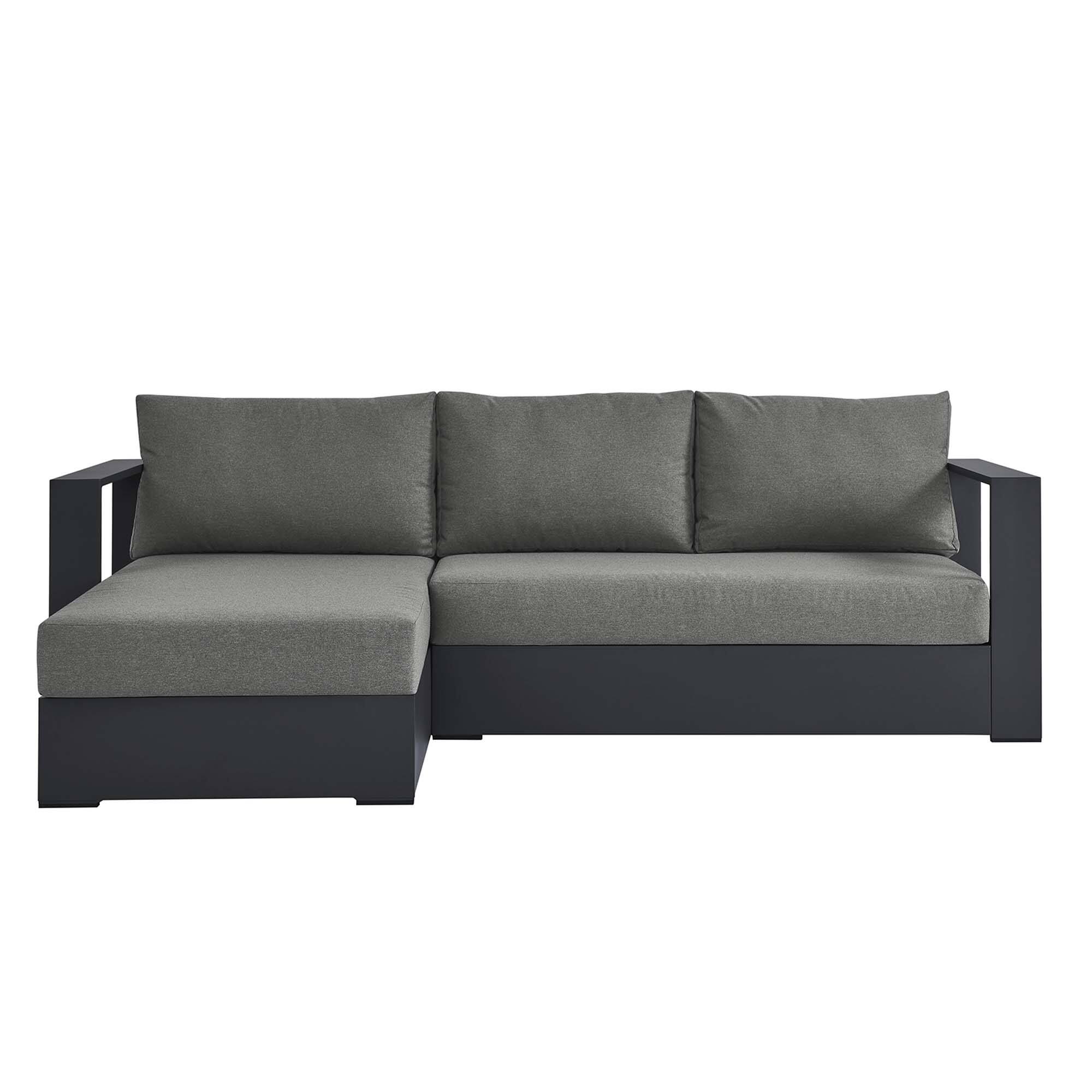 Alt View 1. Modway - Tahoe 2-Piece Outdoor Powder-Coated Aluminum Left-Facing Chaise Sectional Sofa Set - Gray Charcoal.