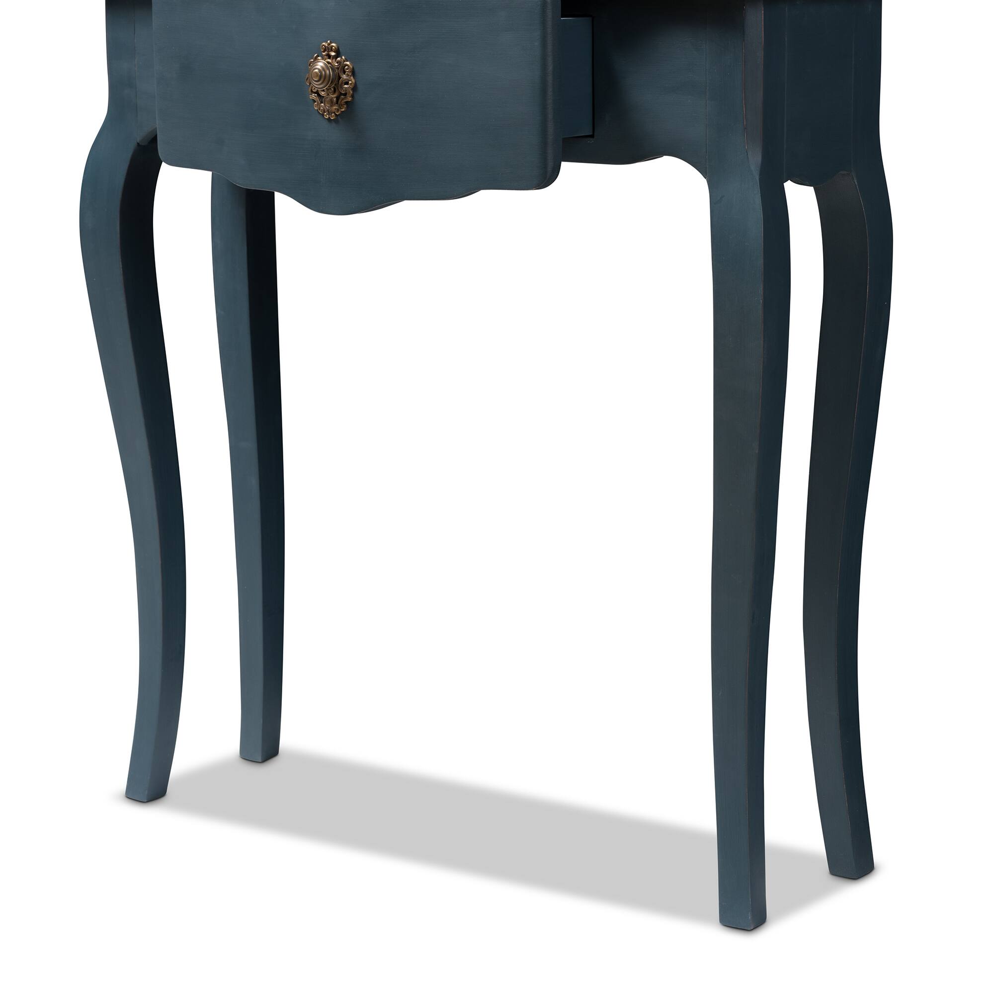 Alt View 4. Baxton Studio - Mazarine Classic and Provincial Spruce Finished Console Table - Blue.