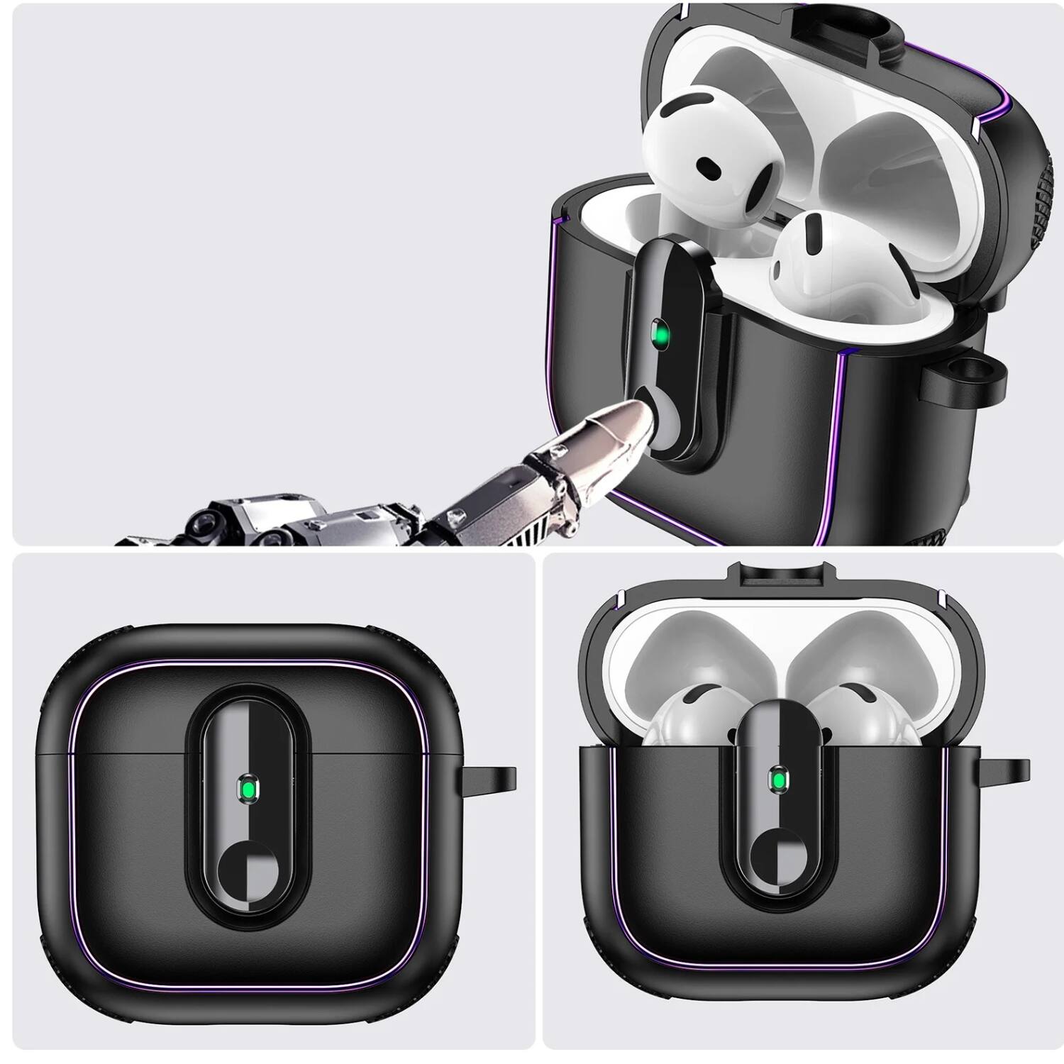 Left. Stock Preferred - Magnetic Rugged Case for AirPods Pro 2nd Gen Black - Black.