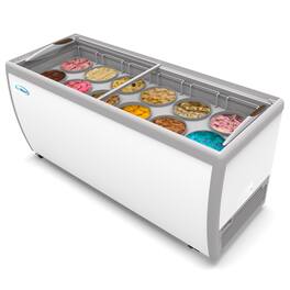 Koolmore - 70 in. 12 Tub Ice Cream Dipping Cabinet Display Freezer with Sliding Glass Door, 20 cu. ft. KM-ICD-71SD - White