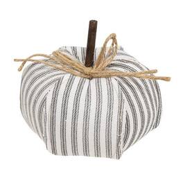 BreeBe - Ticking Stripe Stuffed Pumpkin 4.75" - White and Gray
