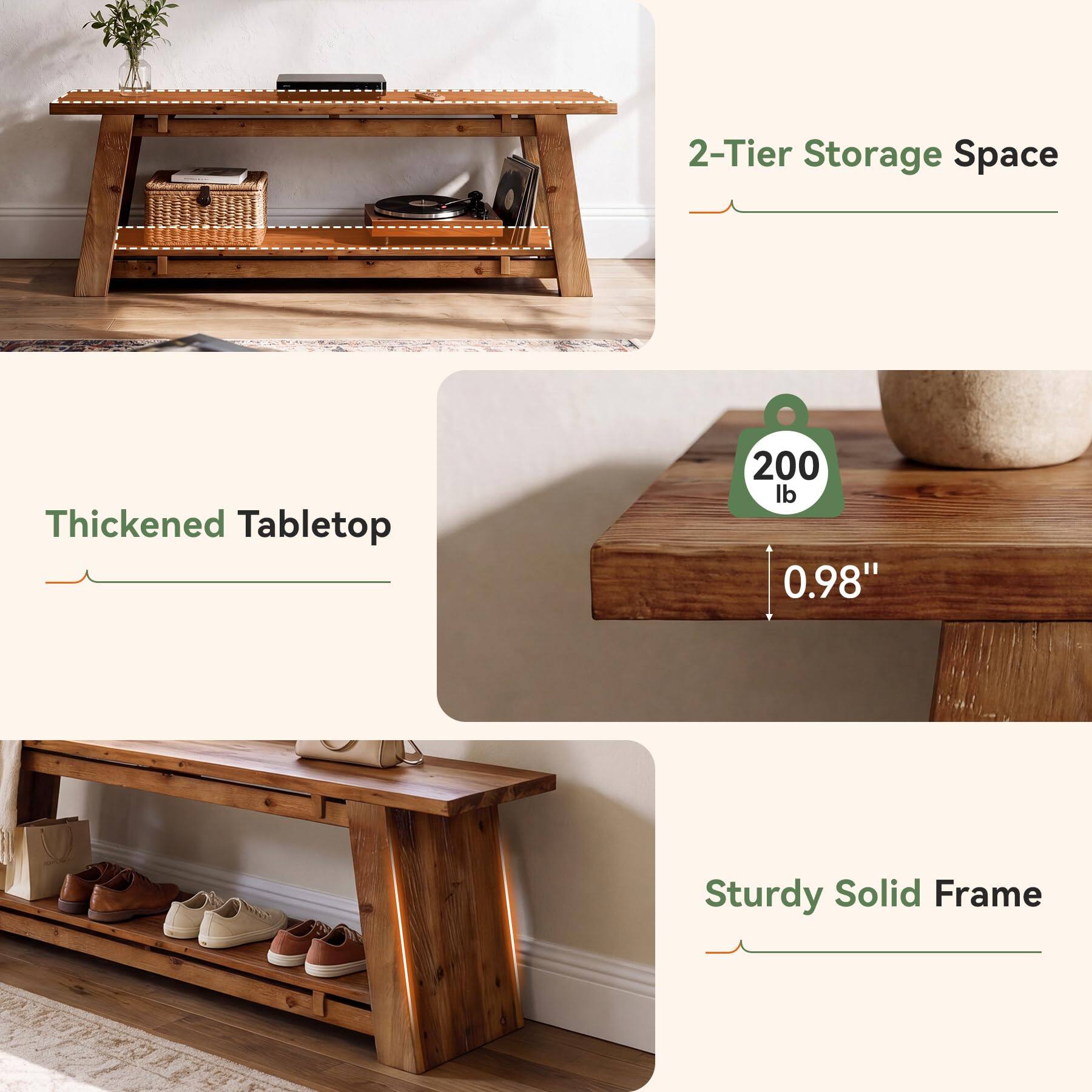 2-Tier Storage Space

Thickened Tabletop

200 lb 0.98"

Sturdy Solid Frame