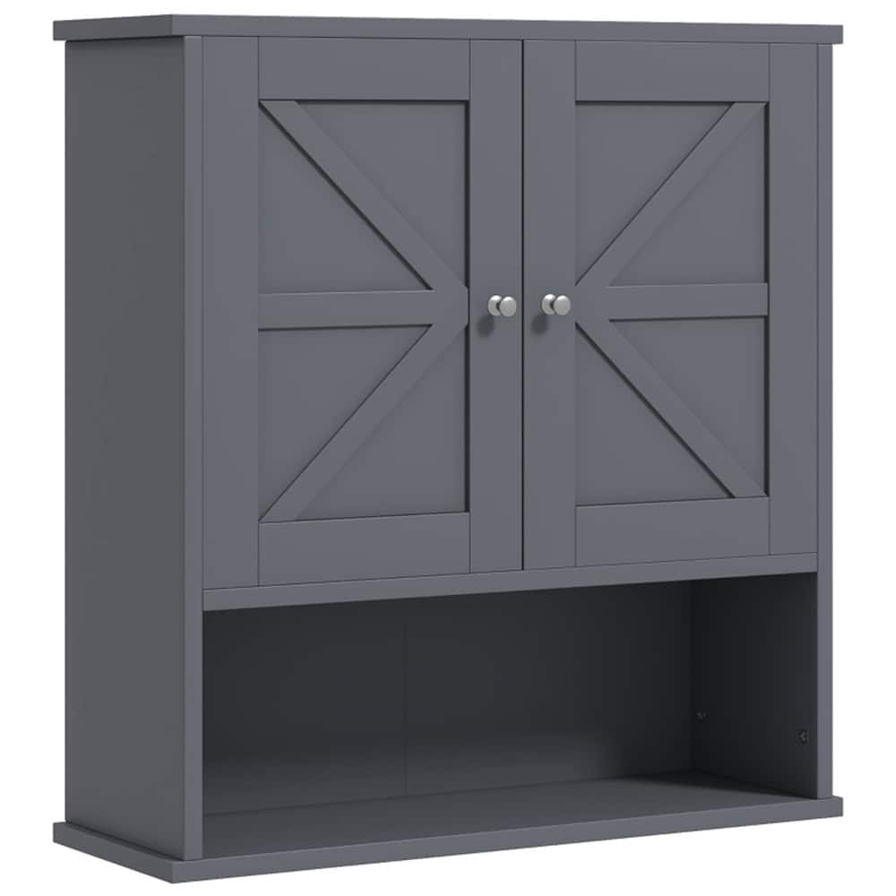 SlickBlue - Wall Mounted Bathroom Cabinet with Doors for Storage and Organization - Gray