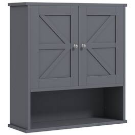 SlickBlue - Wall Mounted Bathroom Cabinet with Doors for Storage and Organization - Gray