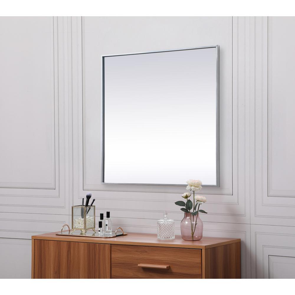 Alt View 2. Elegant Decor - Metal Frame Square Mirror 30 inch in Silver - Silver.