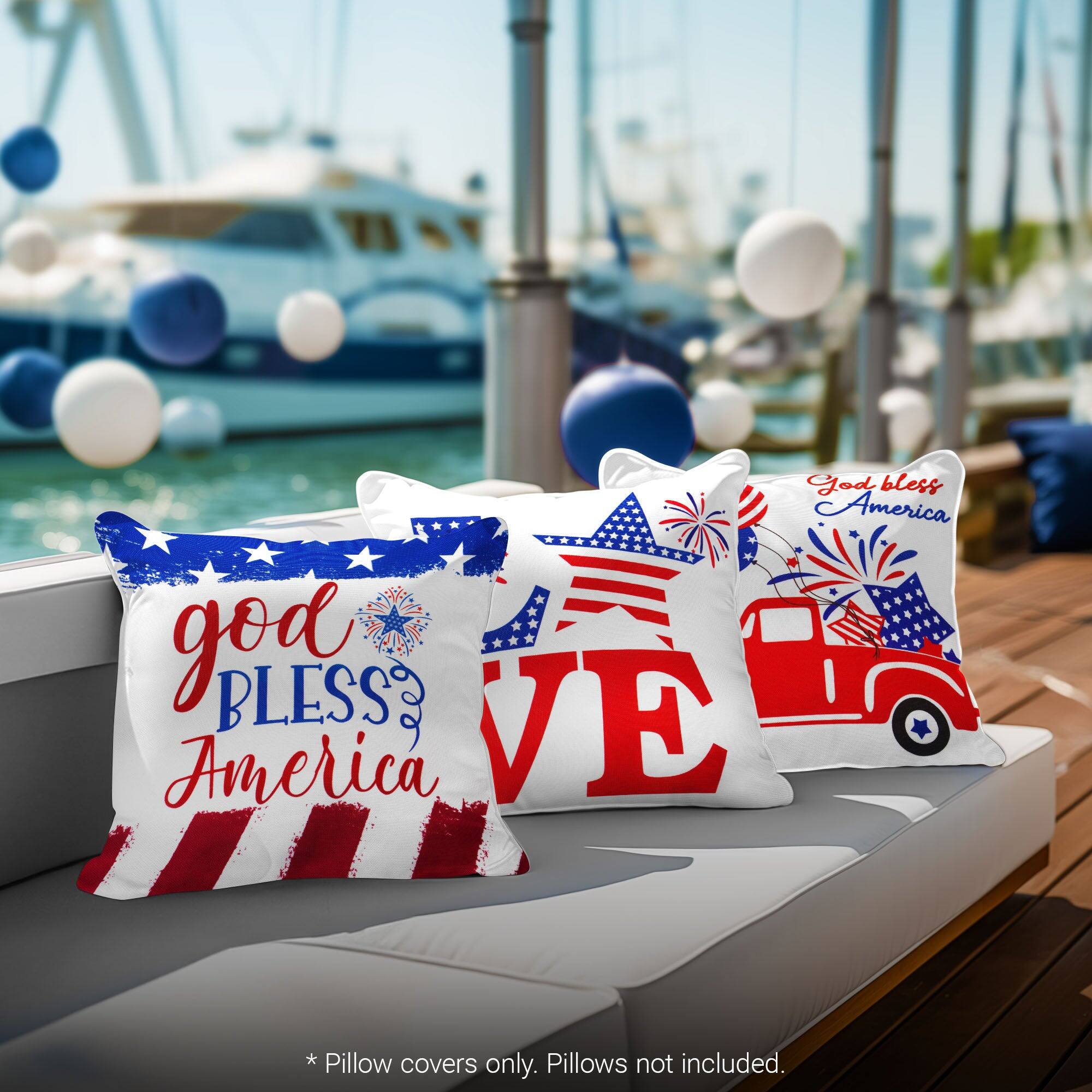 God bless America god BLESS America LOVE * Pillow covers only. Pillows not included.