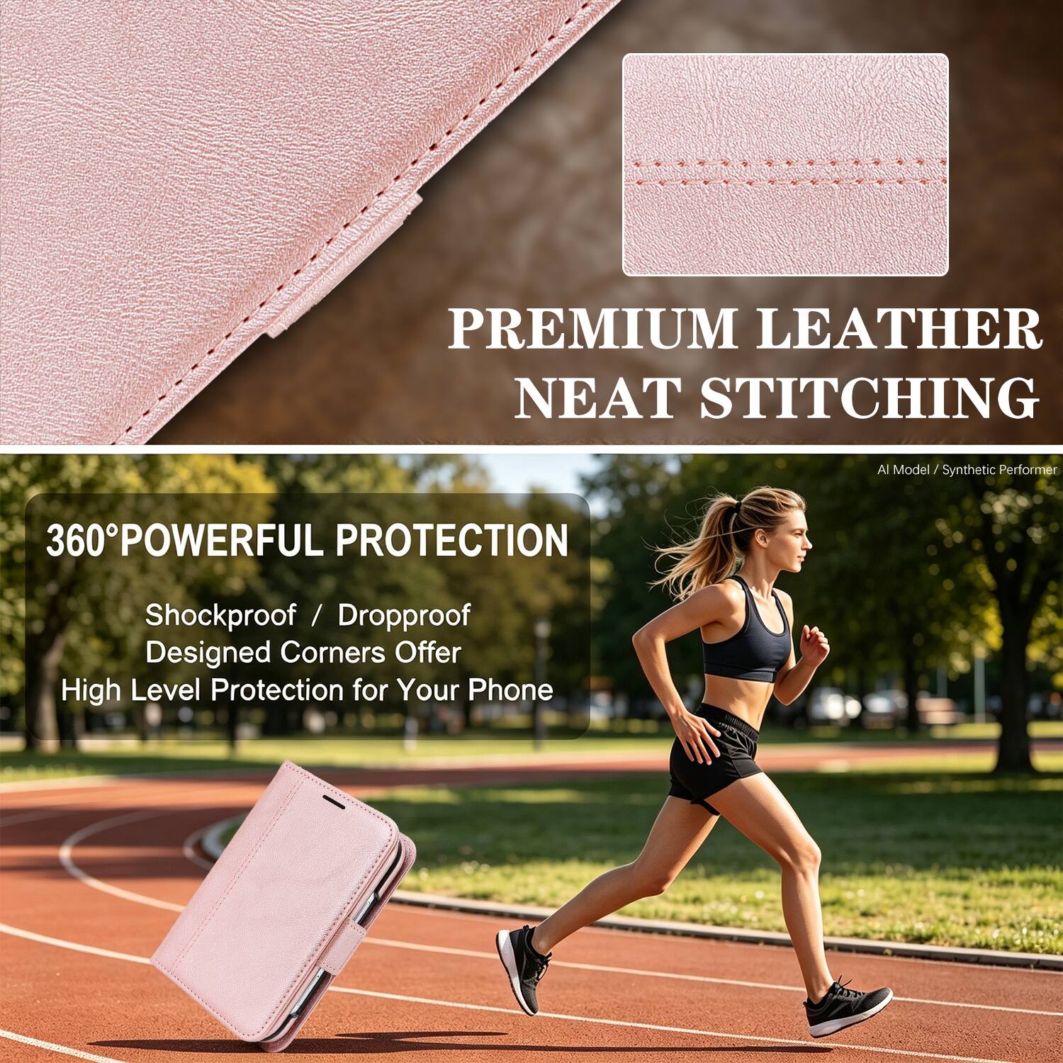 PREMIUM LEATHER NEAT STITCHING

360° POWERFUL PROTECTION
Shockproof / Dropproof Designed Corners Offer High Level Protection for Your Phone

AI Model / Synthetic Performer