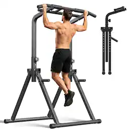 Ainfox - Power Tower Pull Up Bar Dip Bar Station Free Standing,Home Gym Workout Strength Training Equipment - Black