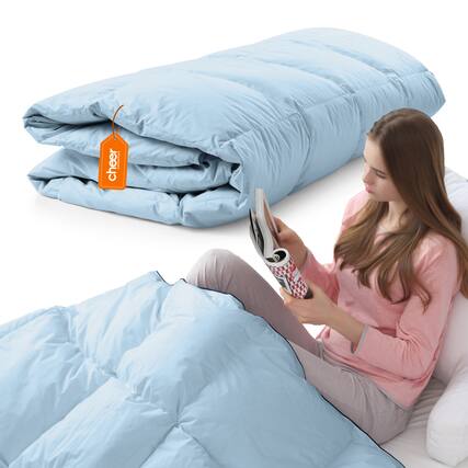Front. Cheer Collection - Cheer Collection Twin Size Comforter - All Season Down Alternative Comforter - Light Blue.