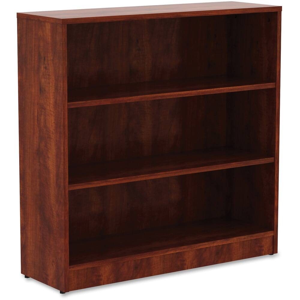 Front. Lorell - Lorell Laminate Bookcase 3 Shelf 36" H x 36" W x 12" D Sturdy Adjustable Feet Adjustable Shelf  Laminate Cherry Laminate - Cherry.