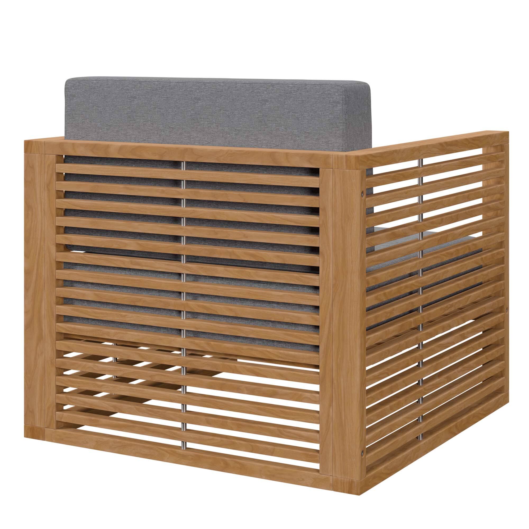 Alt View 2. Modway - Carlsbad 3-Piece Teak Wood Outdoor Patio Set - Grade A Premium Teak, All-Weather Cushions - Gray.
