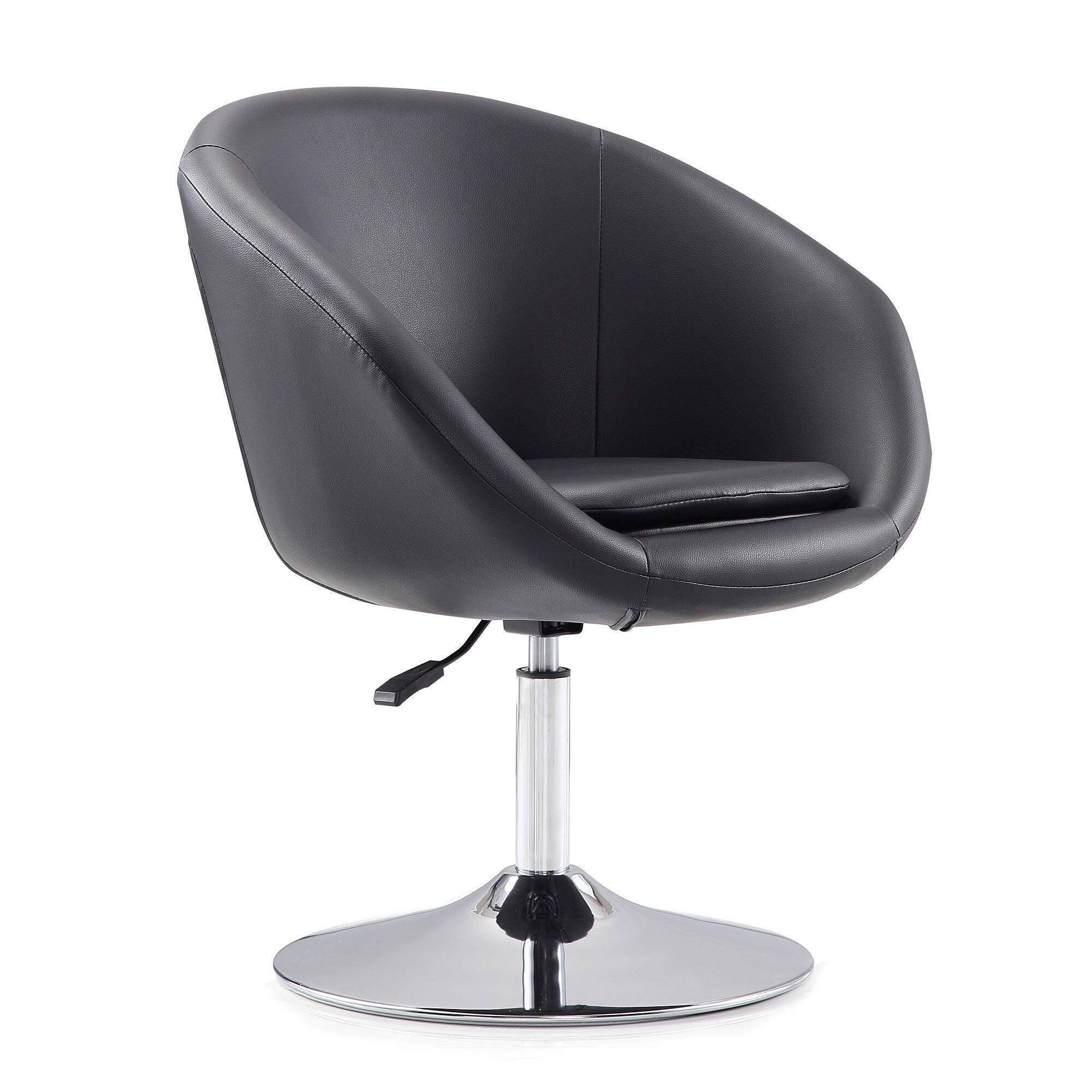 Back. Manhattan Comfort - Hopper Modern Upholstered Swivel Lounge Chair - Set of 2 - Black.