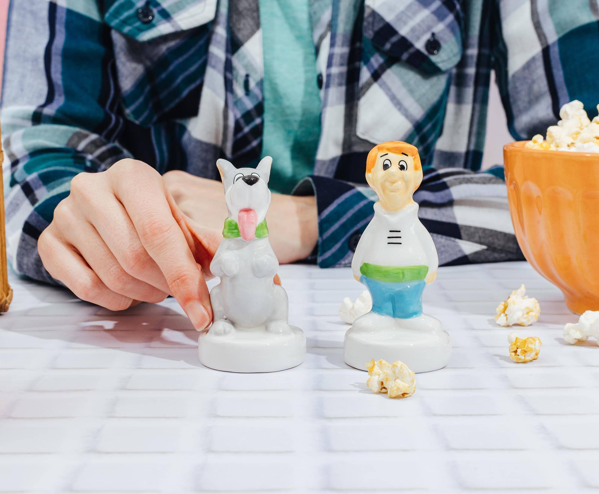 Alt View 5. Silver Buffalo - The Jetsons George and Astro Ceramic Salt and Pepper Shaker Set - White.